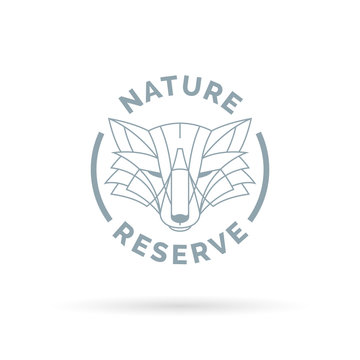 Wildlife park nature reserve icon with wild fox line symbol. Vector illustration.