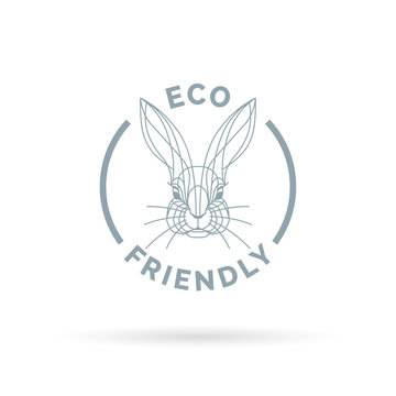 Eco bio and animal friendly icon with rabbit line symbol. Vector illustration.