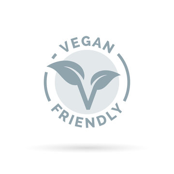 Vegan friendly icon design. Vegan concept sign. Vegan leaf symbol. Vector illustration.