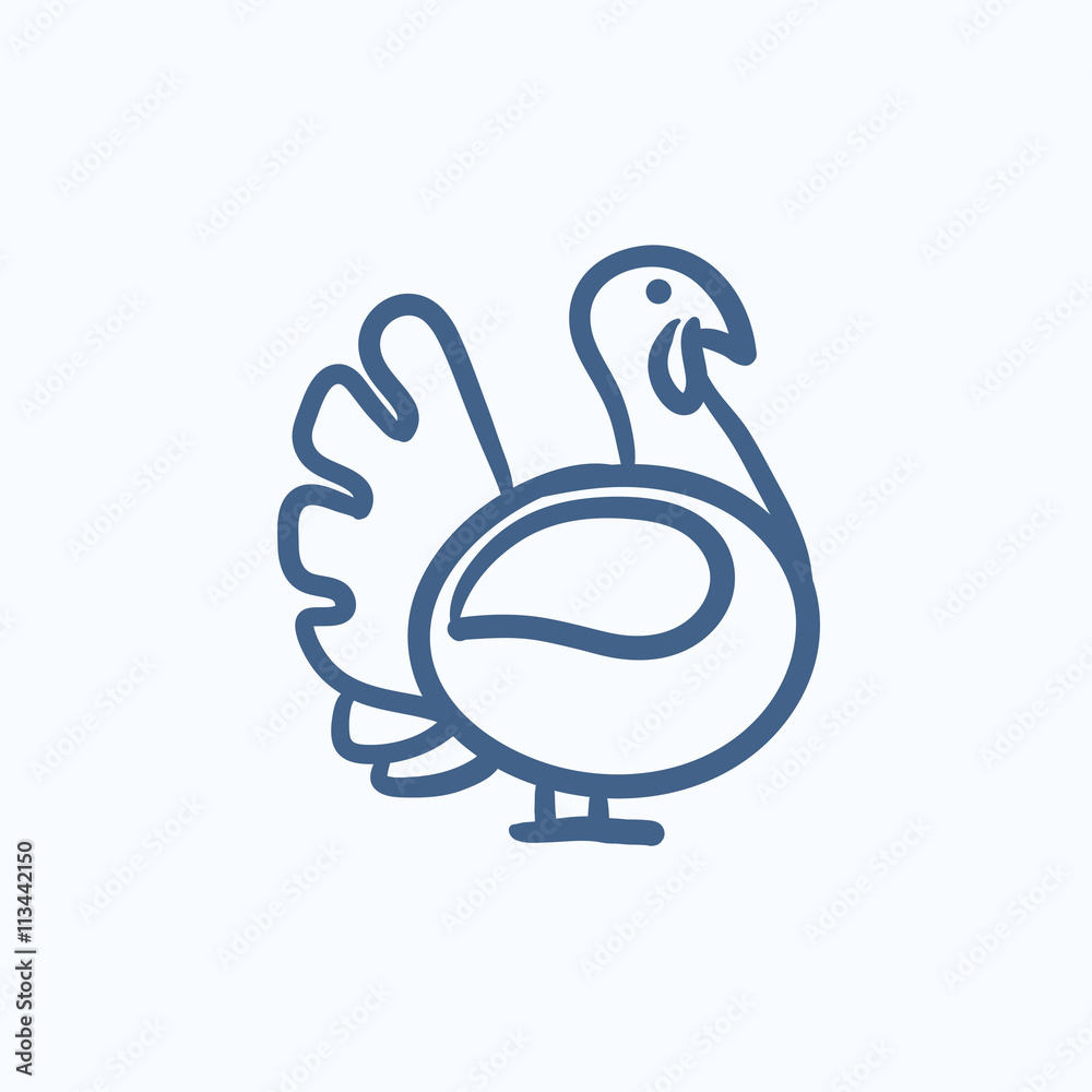 Poster turkey sketch icon.