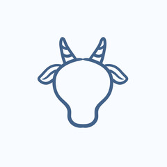 Cow head sketch icon.