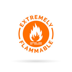 Extremely flammable icon. Fire hazard sign. Caution fire symbol. Vector illustration.