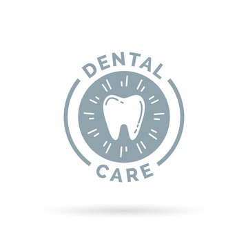 Oral hygiene dental care sign with healthy teeth icon. Vector illustration.