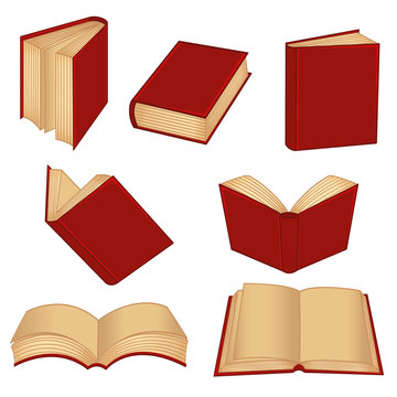 set of isolated red book  - vector illustration, eps
