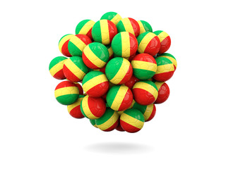 Pile of footballs with flag of republic of the congo