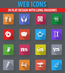 Car shop icons set