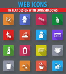 Cleaning company icons set