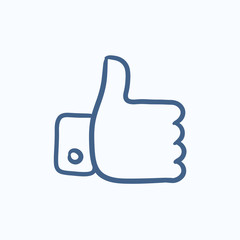 Thumb up sketch icon.