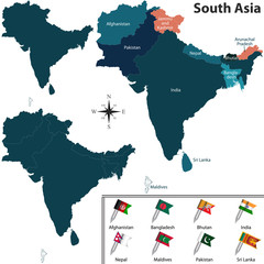 Political map of South Asia