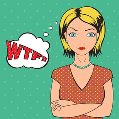 pop art squeamish woman