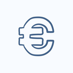 Euro symbol sketch icon.