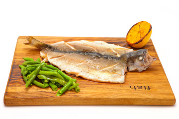 fried trout with asparagus