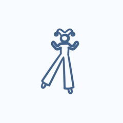 Clown on stilts  sketch icon.