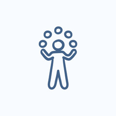 Man juggling with balls sketch icon.