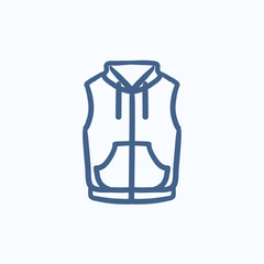 Vest down jacket sketch icon.