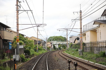 Fototapeta na wymiar Japan rail train , Japanese railway in Kyoto
