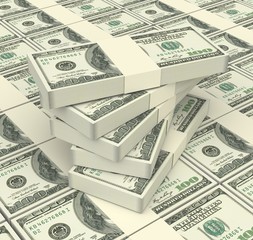 Dollars money isolated on white background. 3D illustration.