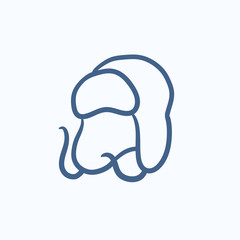 Warm fur cap sketch icon.