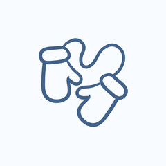 Baby mittens sketch icon.