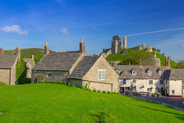 Fototapeta na wymiar Architecture of the Corfe Castle village in County Dorset, UK