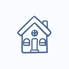 Detached house sketch icon.
