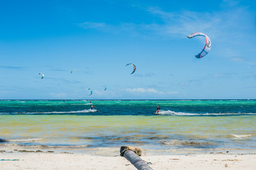 Kite surfers on the island of Boracay