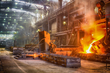 Novokuznetsk, Russia - MAY 25, 2016: Casting ferroalloy factory
