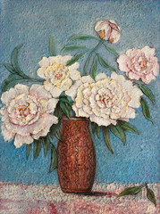 grandmas favorite flowers original oil painting impressionism on canvas