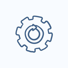Obraz premium Gear wheel with arrow sketch icon.