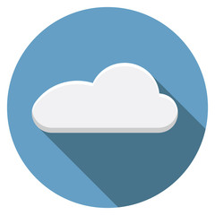 Flat design vector cloud icon with long shadow, isolated