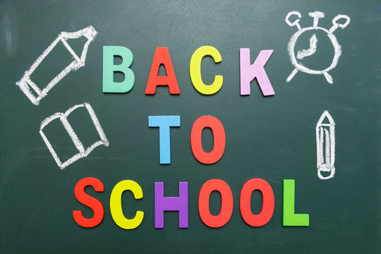 Colorful Back To School wording with some hand drawing images