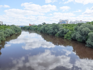 Fototapeta premium Omsk city. River Om. View from the Bridge