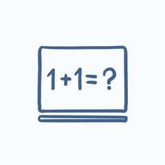 Maths example written on blackboard sketch icon.