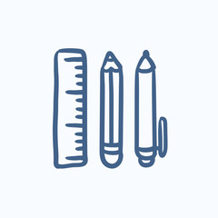 School supplies sketch icon.
