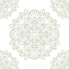 Vector floral round element in Eastern style. Ornamental lace pattern for wedding invitations and greeting cards, wallpaper, backgrounds, fabrics, textile. Lint green color