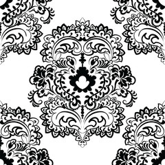 Vector floral element in Eastern style. Ornamental lace pattern for wedding invitations and greeting cards, backgrounds, fabrics, textile. Traditional decor. Black