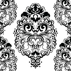 Vector floral lace pattern in Oriental style. Ornamental lace pattern for wedding invitations, greeting cards, wallpaper, backgrounds, fabrics, textile. Traditional decor. Black
