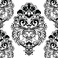 Vector floral lace pattern in Oriental style. Ornamental lace pattern for wedding invitations, greeting cards, wallpaper, backgrounds, fabrics, textile. Traditional decor. Black