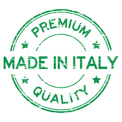 Grunge green premium quality and made in taly stamp