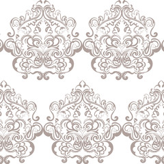 Vector floral lace pattern composition in Oriental style. Ornamental lace pattern for wedding invitations, greeting cards, wallpaper, backgrounds, fabrics, textile. Traditional decor. Beige