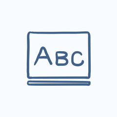 Letters abc on blackboard sketch icon.