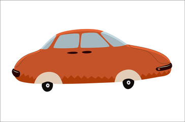 A vector illustration of the red toy car. A part of Dodo collection - a set of educational cards for children.