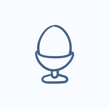 Easter egg in stand sketch icon.