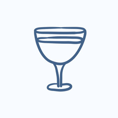 Glass of wine sketch icon.