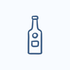 Glass bottle sketch icon.