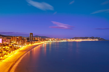 Benidorm Poniente beach sunset Alicante Spain