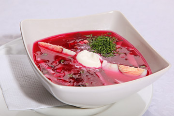 red beet soup in plate