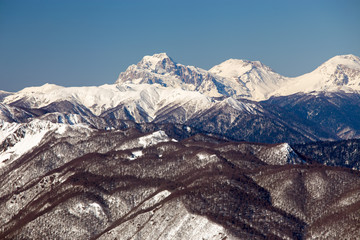 Mountains near the ski resort of Rosa Khutor in Krasnaya Polyana. Sochi, Russia