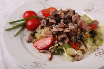 Salad with meat and mushrooms