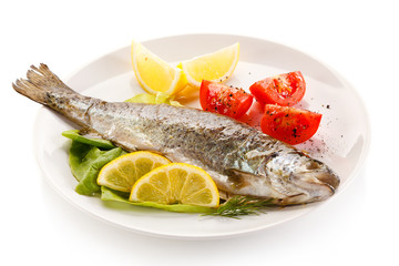 Fish dish - roasted trout with vegetables